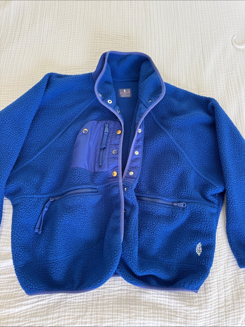FP Movement by Free People Royal Blue Sherpa Jacket with Contrast Pockets